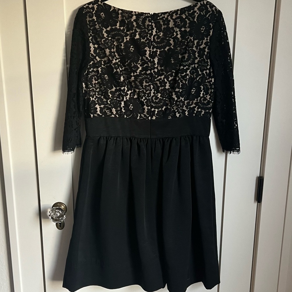 🕶️Eliza J Lace & Faille Black Semi Formal V neck Dress w pockets 14 - Picture 7 of 7